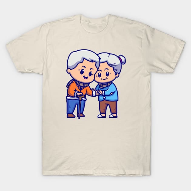 Cute Grandparents Couple Love Cartoon T-Shirt by Catalyst Labs